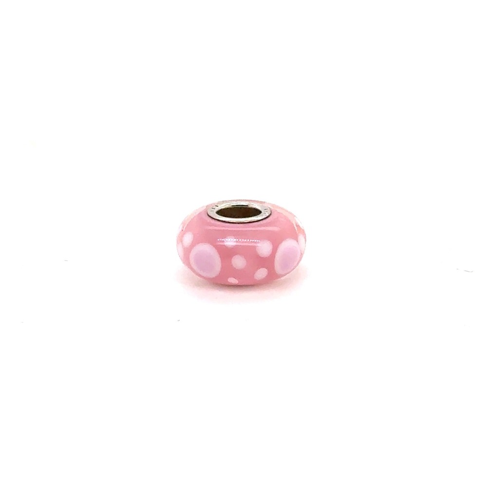 Trollbeads Limited Edition Pink Empowerment Glass Bead Polka Dot Charm Sterling
